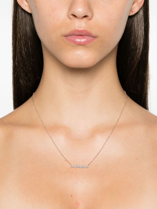 Suzanne Kalan 18K White Gold Classic Diamond Bar Necklace | Browns Fine Necklaces
