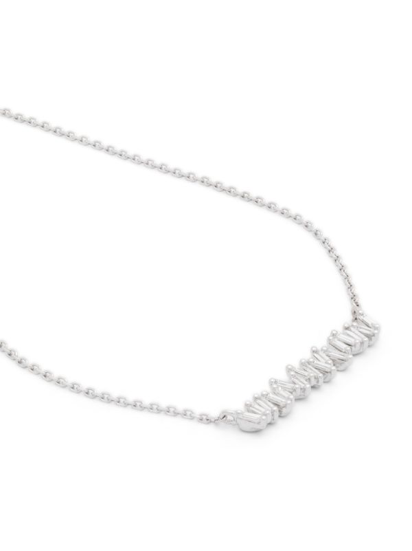 Suzanne Kalan 18K White Gold Classic Diamond Bar Necklace | Browns Fine Necklaces