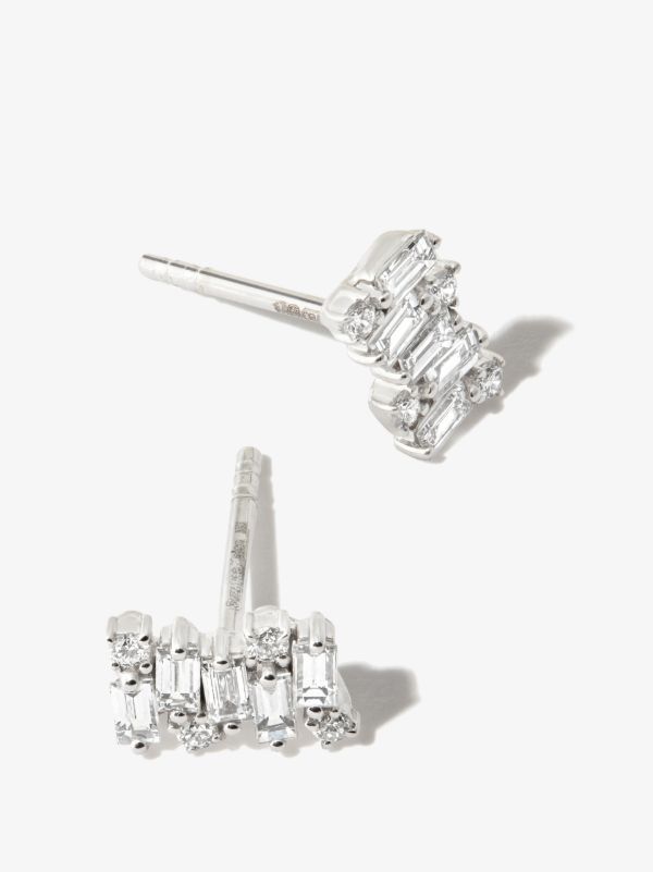 Suzanne Kalan 18K White Gold Classic Shimmer Diamond Stud Earrings | Browns Fine Earrings