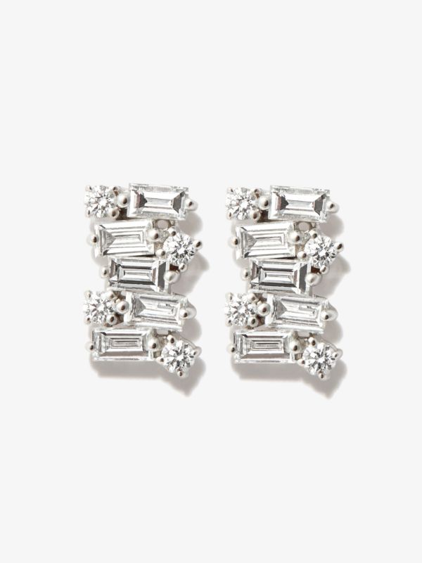Suzanne Kalan 18K White Gold Classic Shimmer Diamond stud Earrings | Browns Fine Earrings