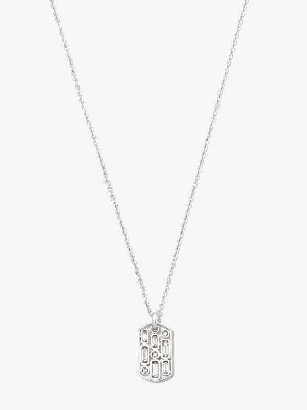 Suzanne Kalan 18K white gold diamond tag necklace | Browns Necklaces