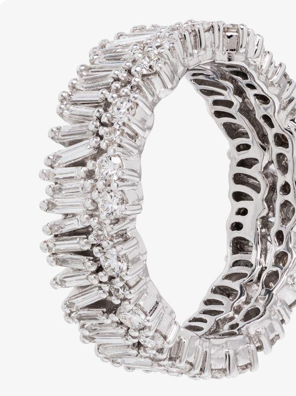 Suzanne Kalan 18K White Gold Fireworks Short Stack Diamond Ring | Browns Fine Rings