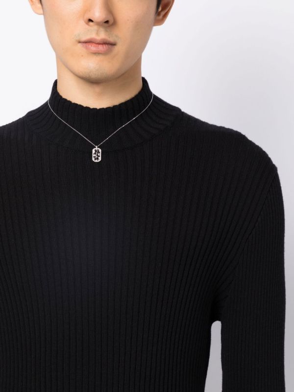 Suzanne Kalan 18K White Gold Mini Dogtag Diamond Necklace | Browns Necklaces