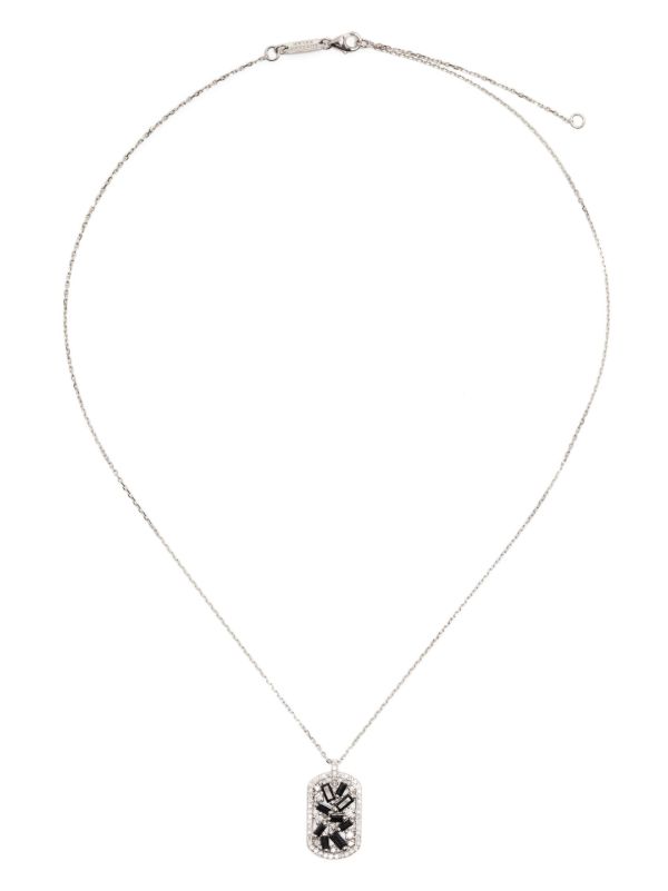 Suzanne Kalan 18K White Gold Mini Dogtag Diamond Necklace | Browns Necklaces