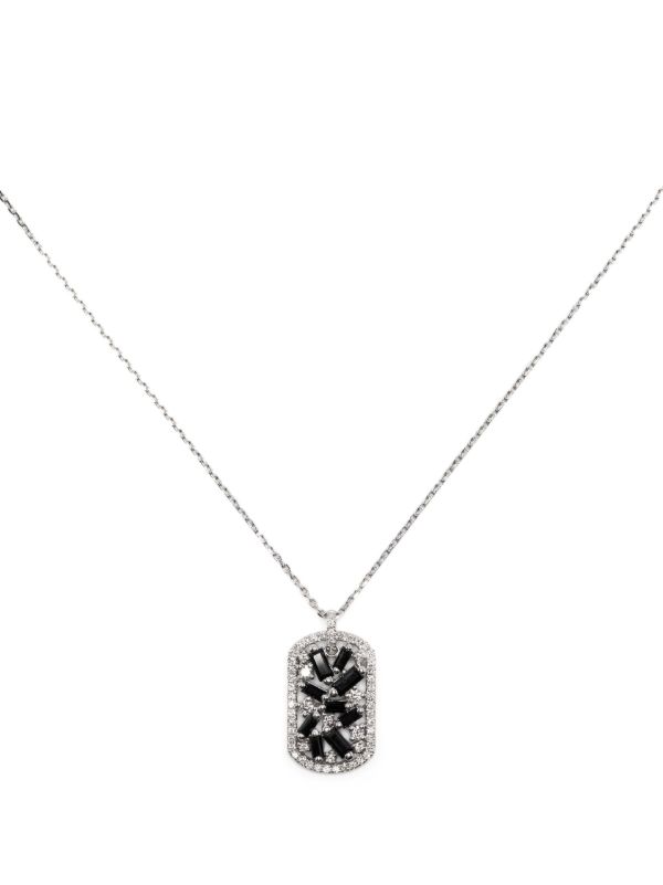 Suzanne Kalan 18K White Gold Mini Dogtag Diamond Necklace | Browns Necklaces