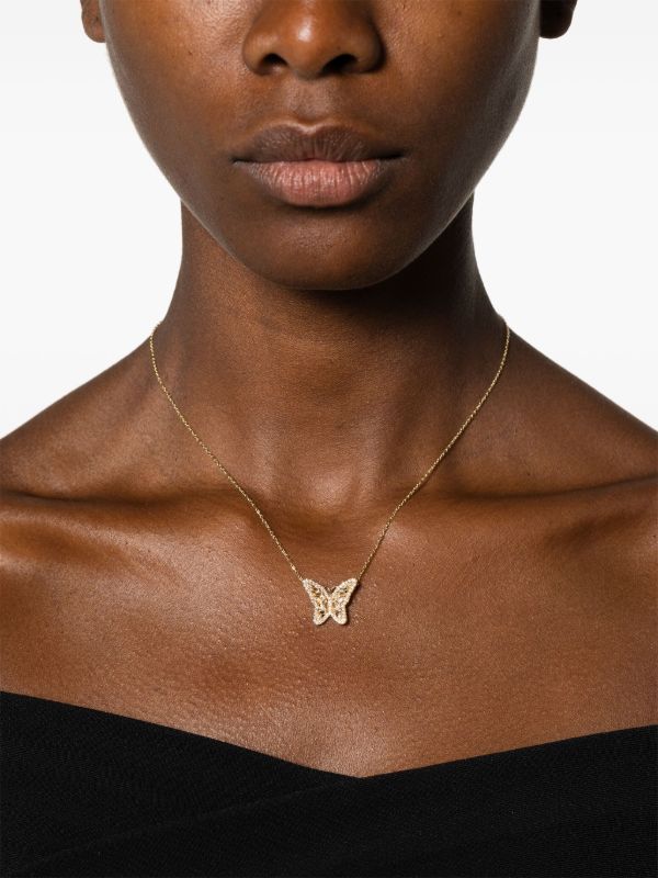 Suzanne Kalan 18K Yellow Gold Bold Butterfly Diamond Necklace | Browns Fine Necklaces