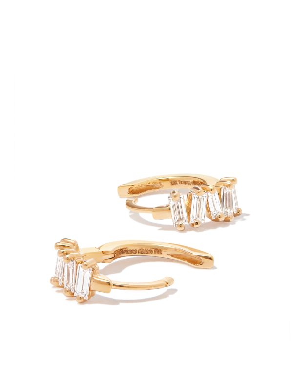 Suzanne Kalan 18K Yellow Gold Bold Diamond Huggie Earrings | Browns Fine Earrings