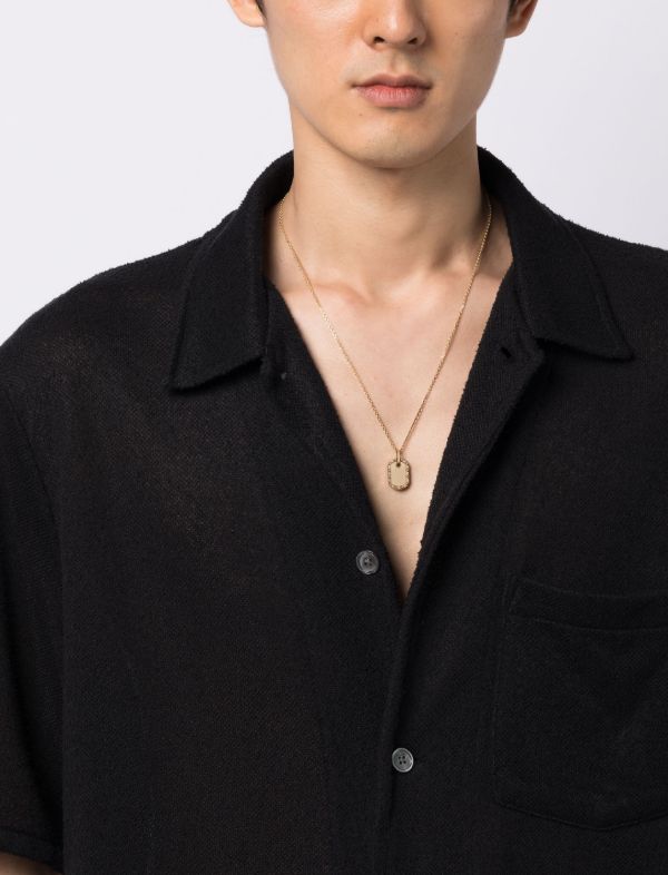 Suzanne Kalan 18K Yellow Gold Dog Tag Medium Diamond Necklace | Browns Necklaces