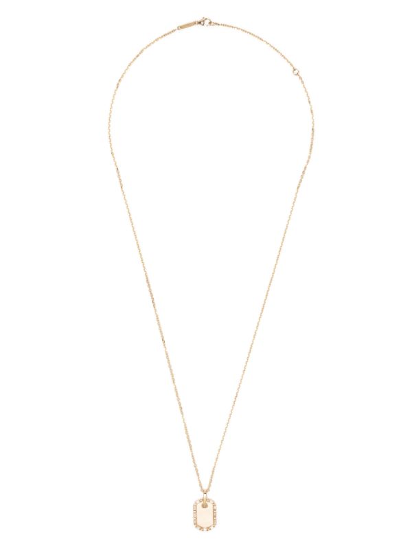 Suzanne Kalan 18K Yellow Gold Dog Tag Medium Diamond Necklace | Browns Necklaces