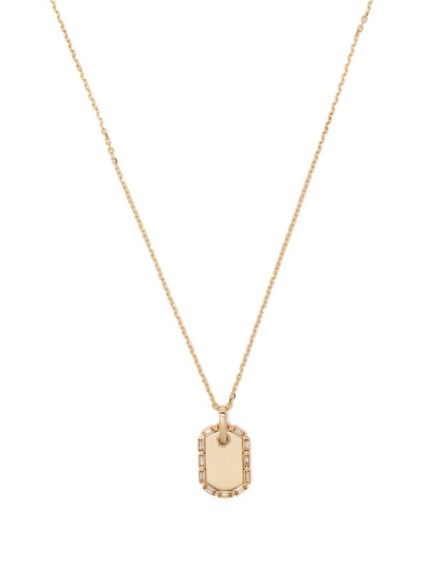 Suzanne Kalan 18K yellow gold Dog Tag medium diamond necklace | Browns Necklaces