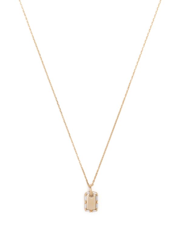 Suzanne Kalan 18K yellow gold Medium Dog Tag diamond necklace | Browns Fine Necklaces