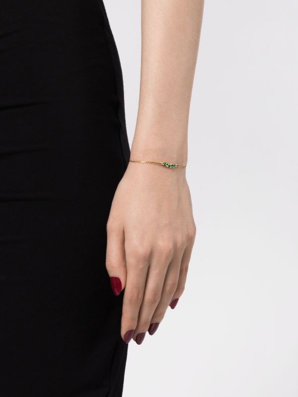 Suzanne Kalan 18K Yellow Gold Willow Bar Emerald And Diamond Bracelet | Browns Fine Bracelets