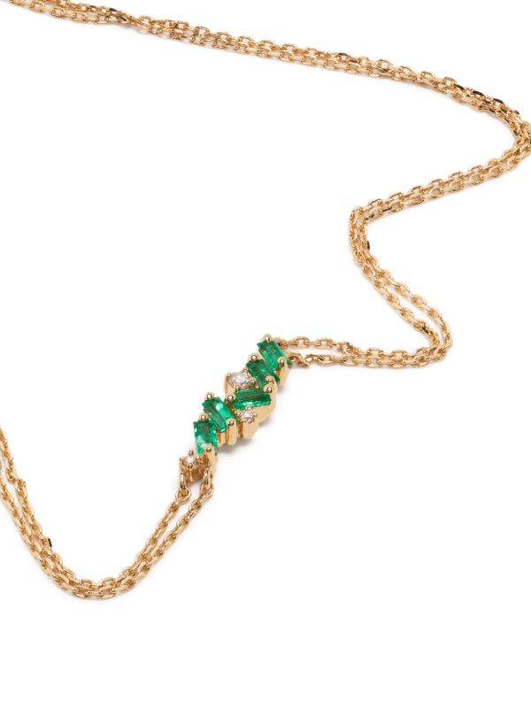 Suzanne Kalan 18K Yellow Gold Willow Bar Emerald And Diamond Bracelet | Browns Fine Bracelets