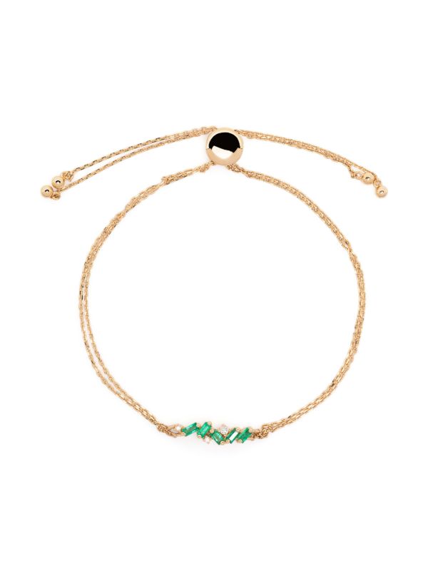 Suzanne Kalan 18K yellow gold Willow Bar emerald and diamond bracelet | Browns Fine Bracelets