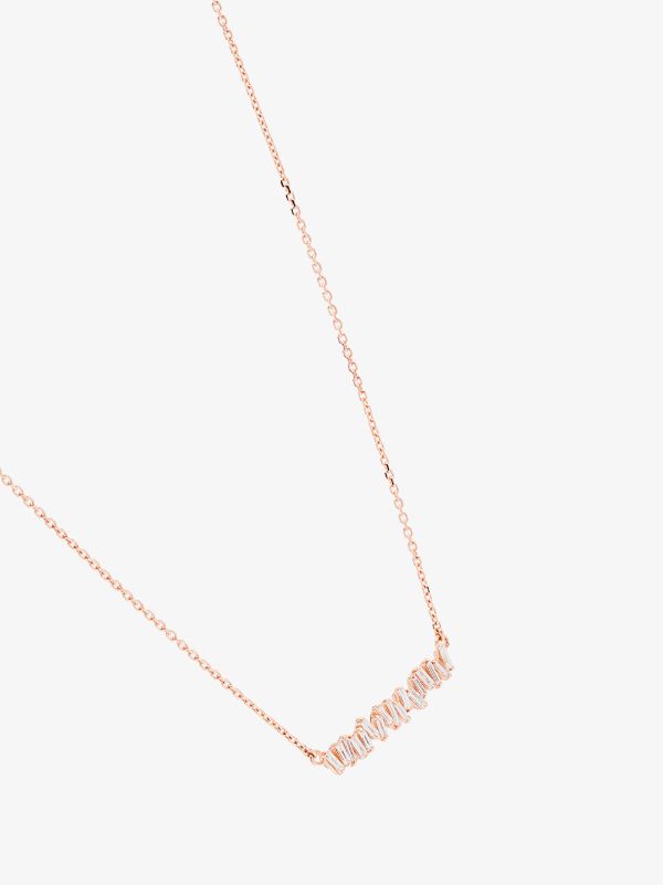 Suzanne Kalan 18kt Rose Gold Classic Diamond Bar Necklace | Browns Fine Necklaces