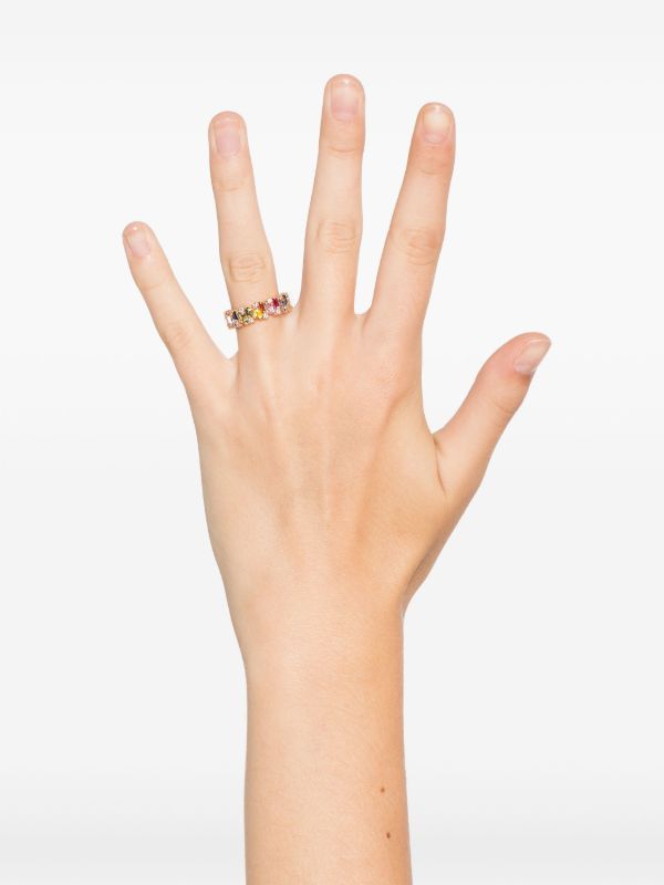Suzanne Kalan 18kt Rose Gold Shimmer Alaia Rainbow Sapphire Eternity Band Ring | Browns Fine Rings