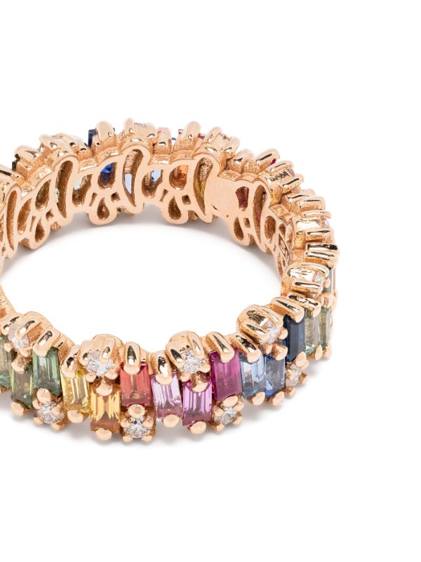 Suzanne Kalan 18kt Rose Gold Shimmer Alaia Rainbow Sapphire Eternity Band Ring | Browns Fine Rings