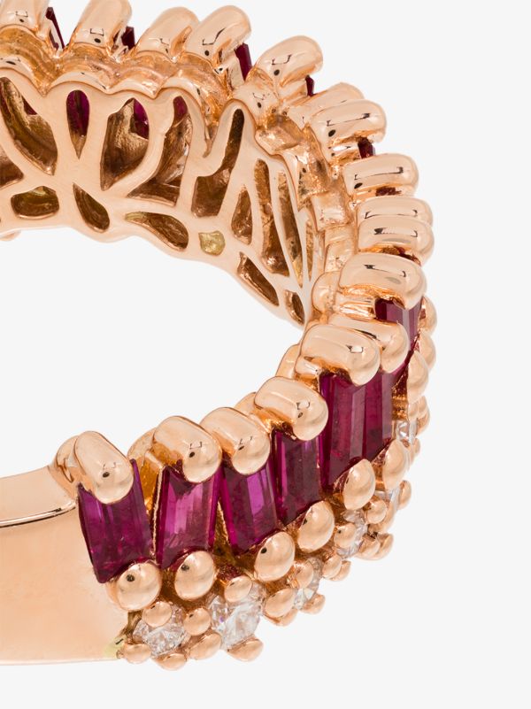 Suzanne Kalan 18kt Rose Gold Short Slack Ruby Half Band Ring | Browns Fine Rings