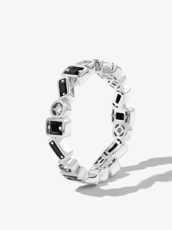 Suzanne Kalan 18kt White Gold Inlay Zigzag Sapphire Eternity Band Ring | Browns Rings