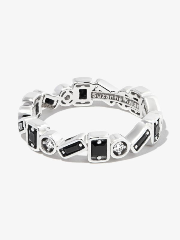 Suzanne Kalan 18kt white gold Inlay Zigzag sapphire eternity band ring | Browns Rings
