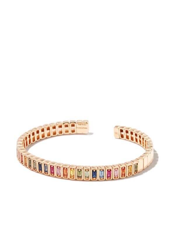 Suzanne Kalan 18kt yellow gold Inlay Classic Rainbow sapphire bangle | Browns Bracelets