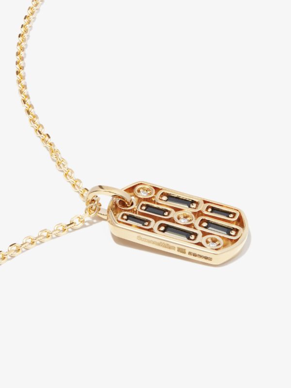 Suzanne Kalan 18kt Yellow Gold Inlay Sapphire Dog Tag Pendant Necklace | Browns Necklaces