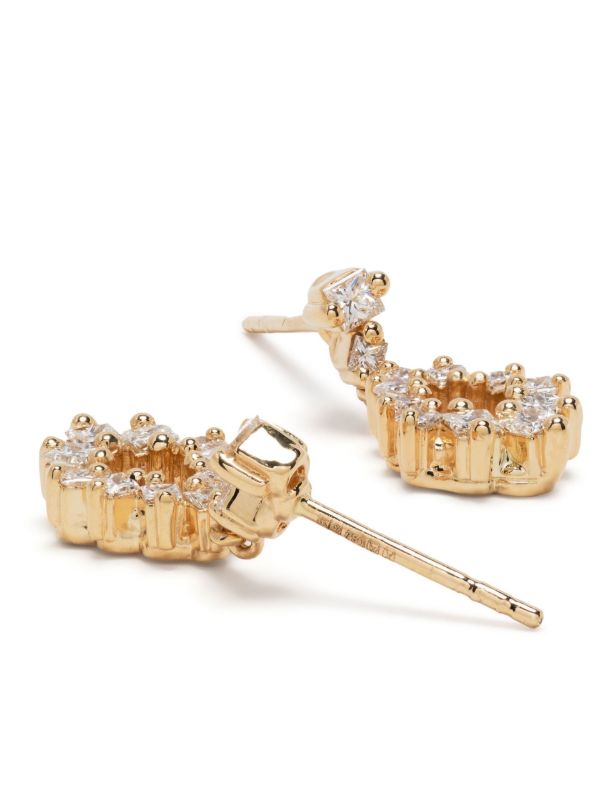 Suzanne Kalan 18kt Yellow Gold Princess Diamond Pear Drop Earrings | Browns Fine Earrings