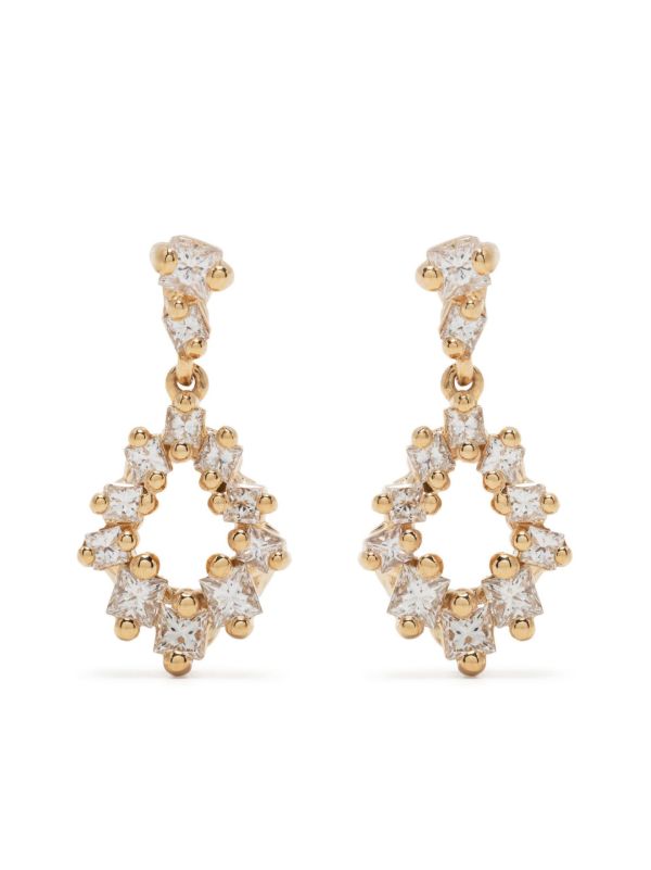 Suzanne Kalan 18kt yellow gold Princess diamond pear drop earrings | Browns Fine Earrings