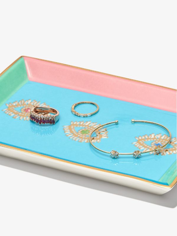 Suzanne Kalan X Jonathan Adler Blue Three Evil Eyes Porcelain Jewellery Tray | Browns Trays