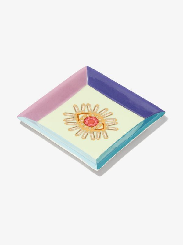 Suzanne Kalan X Jonathan Adler green Evil Eye porcelain jewellery tray | Browns Trays