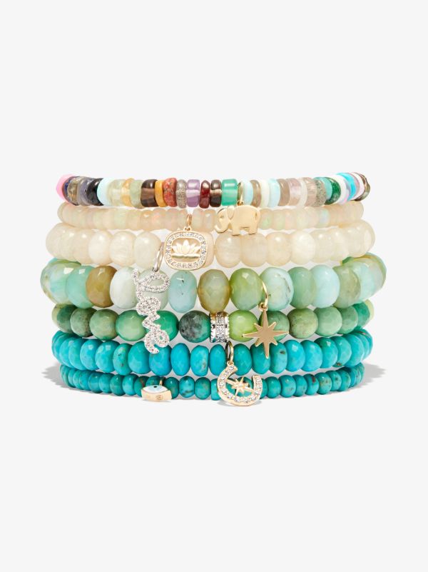 Sydney Evan 14K White Gold Love Script Beaded Diamond Bracelet | Browns Bracelets