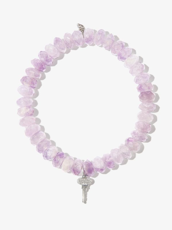 Sydney Evan 14K White Gold Mini Key Beaded diamond Bracelet | Browns Fine Bracelets