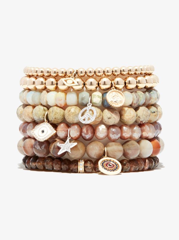 Sydney Evan 14K White Gold Small Star Moonstone Diamond Bracelet | Browns Fine Bracelets