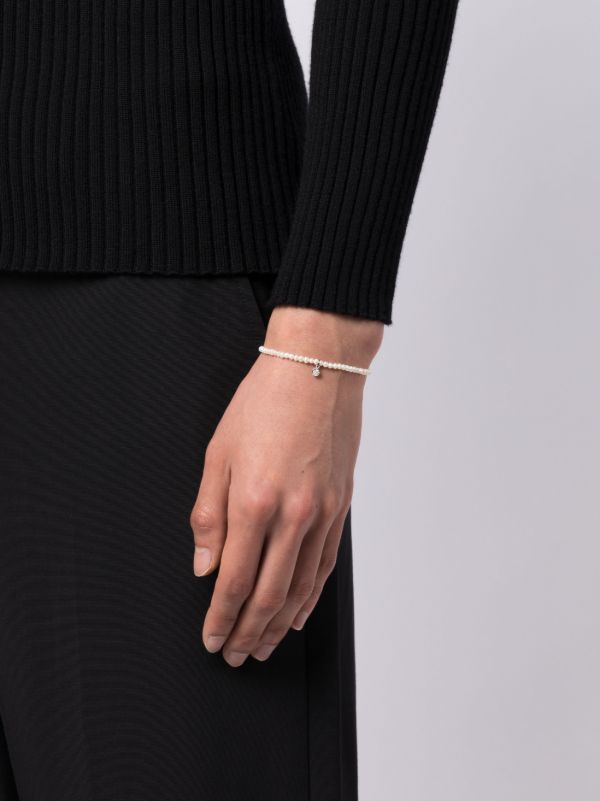Sydney Evan 14K White Gold Tiny Disc Pearl And Diamond Bracelet | Browns Bracelets