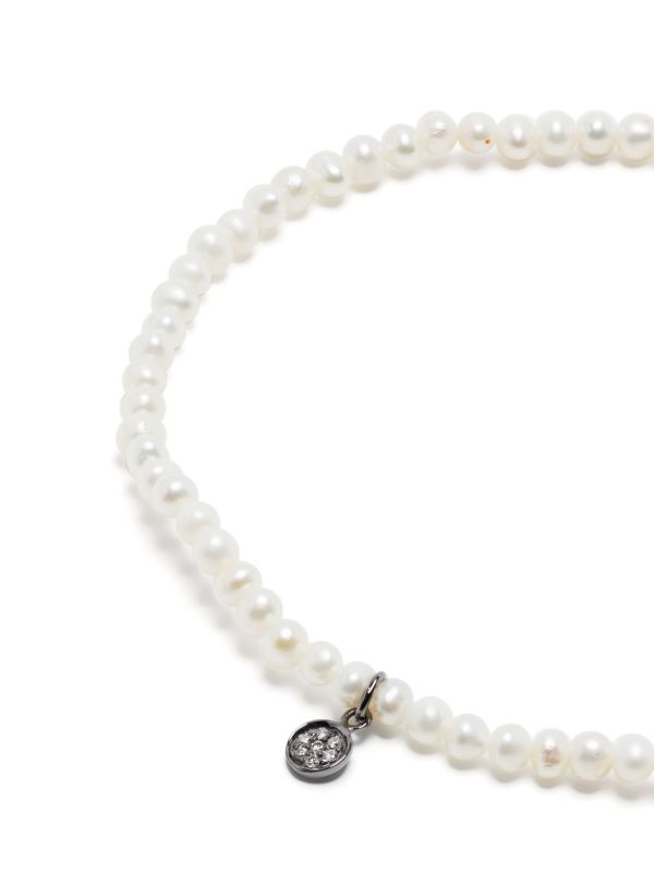 Sydney Evan 14K White Gold Tiny Disc Pearl And Diamond Bracelet | Browns Bracelets
