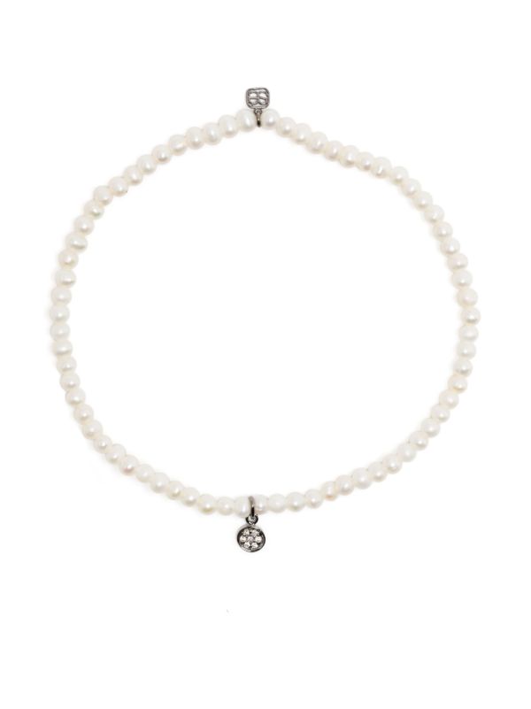 Sydney Evan 14K white gold Tiny Disc pearl and diamond bracelet | Browns Bracelets