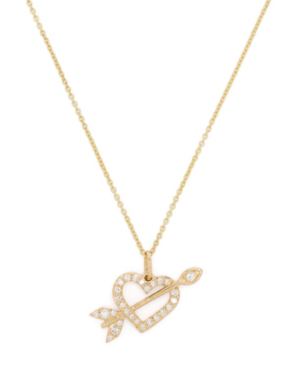 Sydney Evan 14K Yellow Gold Arrow Heart Diamond Charm Necklace | Browns Fine Necklaces