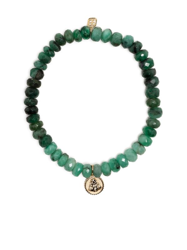 Sydney Evan 14K yellow gold Buddha Coin emerald bracelet | Browns Fine Bracelets