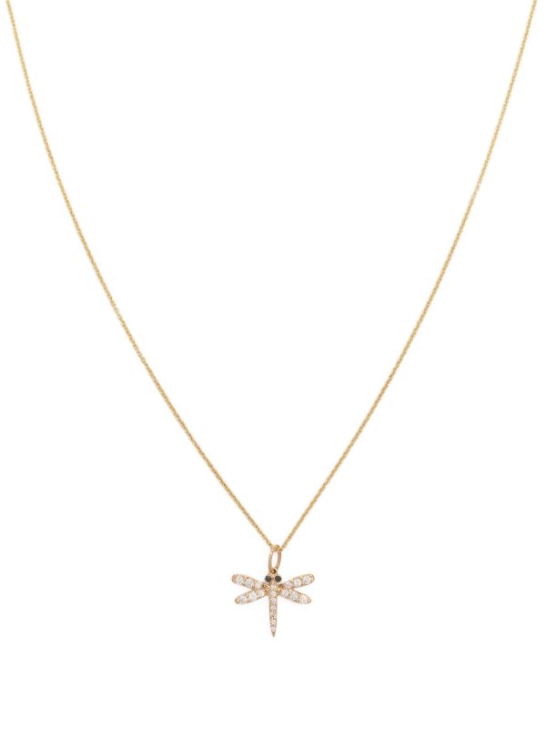 Sydney Evan 14K yellow gold Dragonfly diamond necklace | Browns Fine Necklaces