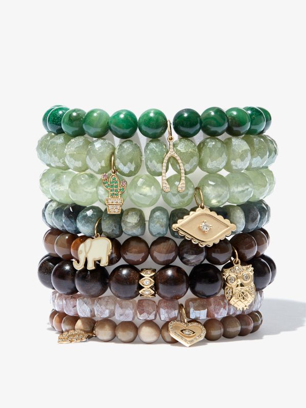 Sydney Evan 14K Yellow Gold Elephant Aquamarine Beaded Bracelet | Browns Fine Bracelets