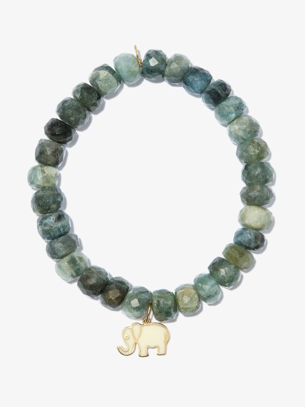 Sydney Evan 14K yellow gold Elephant aquamarine beaded bracelet | Browns Fine Bracelets