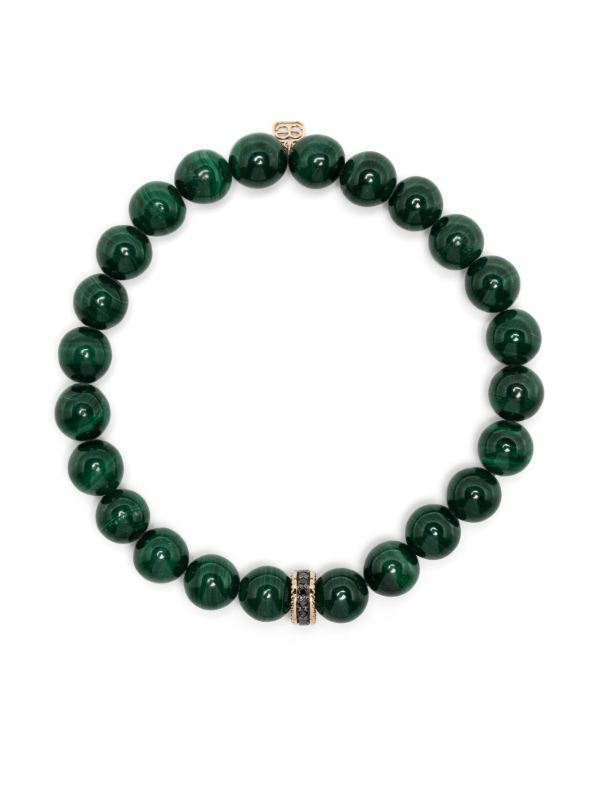 Sydney Evan 14K yellow gold Eternity malachite and diamond bracelet | Browns Bracelets