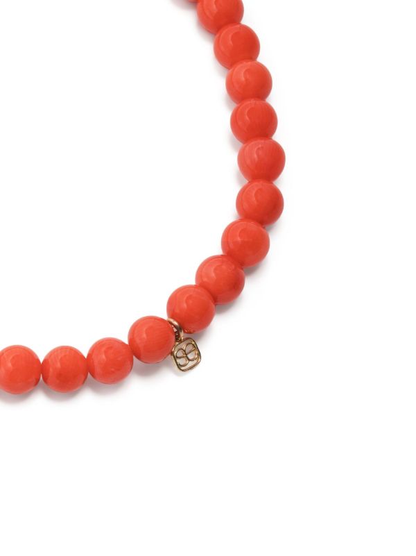 Sydney Evan 14K Yellow Gold Evil Eye Coral Beaded Bracelet | Browns Fine Bracelets