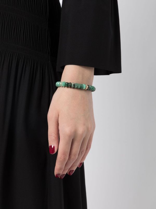 Sydney Evan 14K Yellow Gold Evil Eye Diamond Emerald Beaded Bracelet | Browns Fine Bracelets