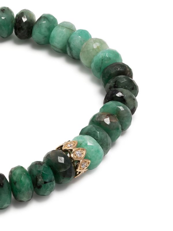 Sydney Evan 14K Yellow Gold Evil Eye Diamond Emerald Beaded Bracelet | Browns Fine Bracelets
