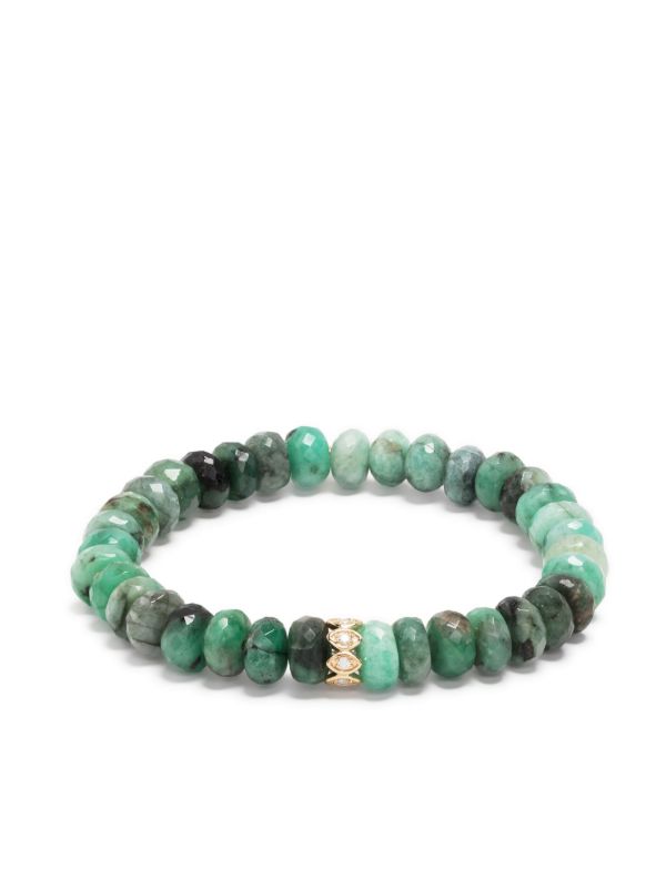 Sydney Evan 14K Yellow Gold Evil Eye Diamond Emerald Beaded Bracelet | Browns Fine Bracelets