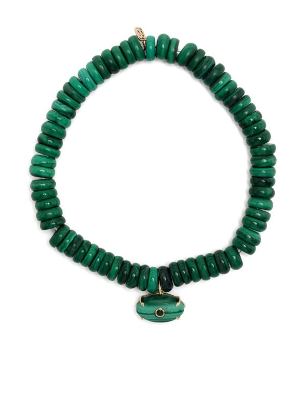 Sydney Evan 14K yellow gold Evil Eye malachite and emerald bracelet | Browns Bracelets