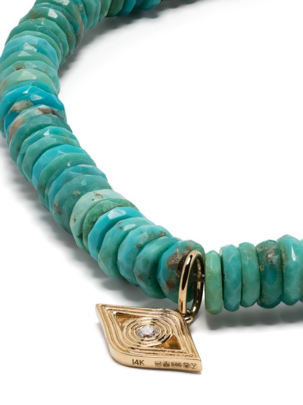 Sydney Evan 14K Yellow Gold Evil Eye Turqoise And Diamond Bracelet | Browns Bracelets