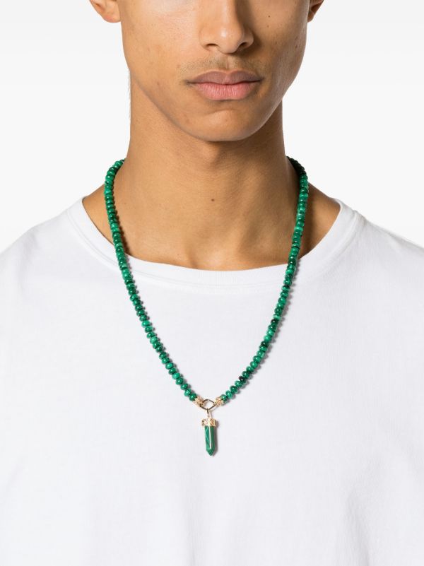 Sydney Evan 14K Yellow Gold Eye Malachite Beaded Necklace | Browns Necklaces