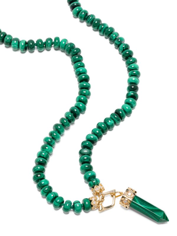 Sydney Evan 14K Yellow Gold Eye Malachite Beaded Necklace | Browns Necklaces